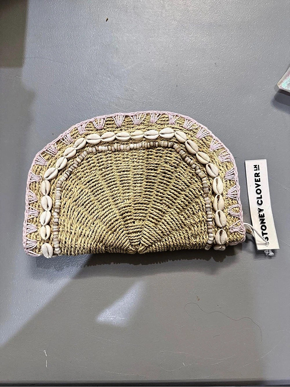 Stoney Clover Lane Straw Shell Pouch